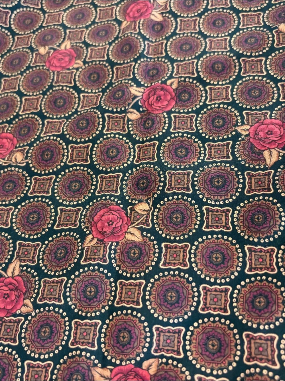 Set of Three Patterned Scarves - Mustard, Burgundy, Royal Blue Vera Neumann